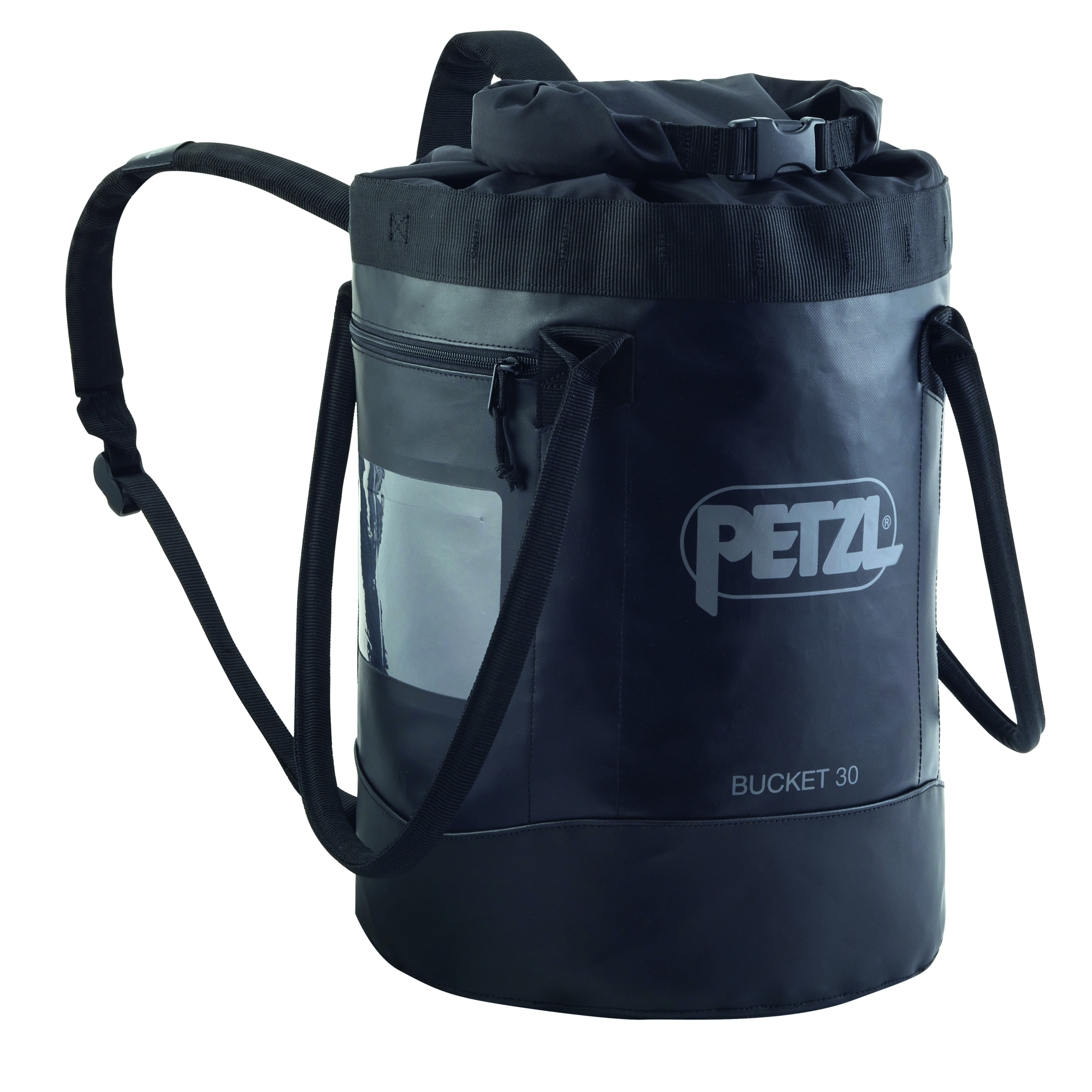 Petzl BUCKET Rope Bag - 30 Liters, Black, Padded Shoulder Straps, Durable TPU Material, Model# S001CA01